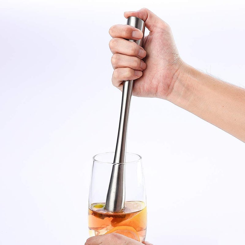 JXS 10" 255MM Stainless Steel Sturdy Cocktail Muddler, Professional Well Made Dishwasher Safe Muddler Bar Tool - Image 4